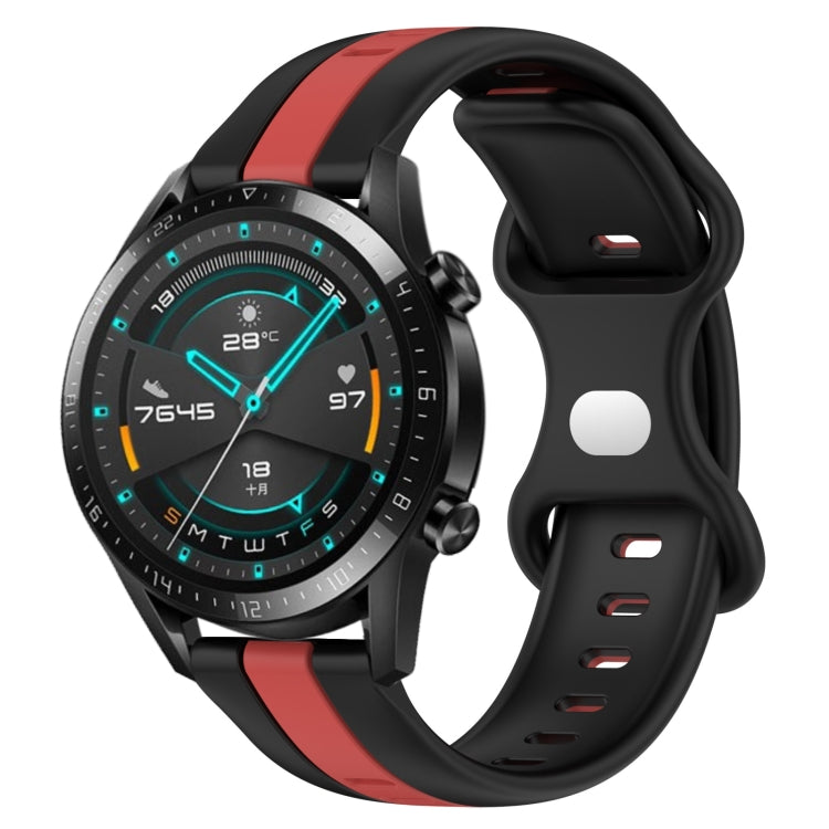 For Huawei Watch GT2 42mm 20mm Butterfly Buckle Two-Color Silicone Watch Band(Black+Red) - free shipping - PMC TechLife - Order now!