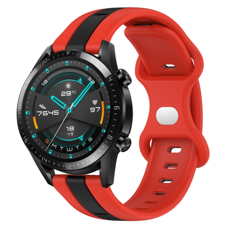 For Huawei Watch GT2 42mm 20mm Butterfly Buckle Two-Color Silicone Watch Band(Red+Black) - free shipping - PMC TechLife - Order now!