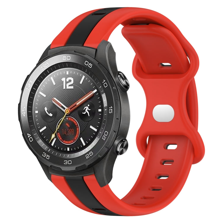 For Huawei Watch 2 20mm Butterfly Buckle Two-Color Silicone Watch Band(Red+Black) - free shipping - PMC TechLife - Order now!