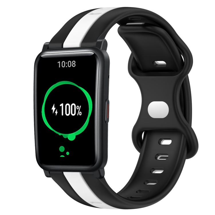For Honor Watch ES 20mm Butterfly Buckle Two-Color Silicone Watch Band(Black+White) - free shipping - PMC TechLife - Order now!