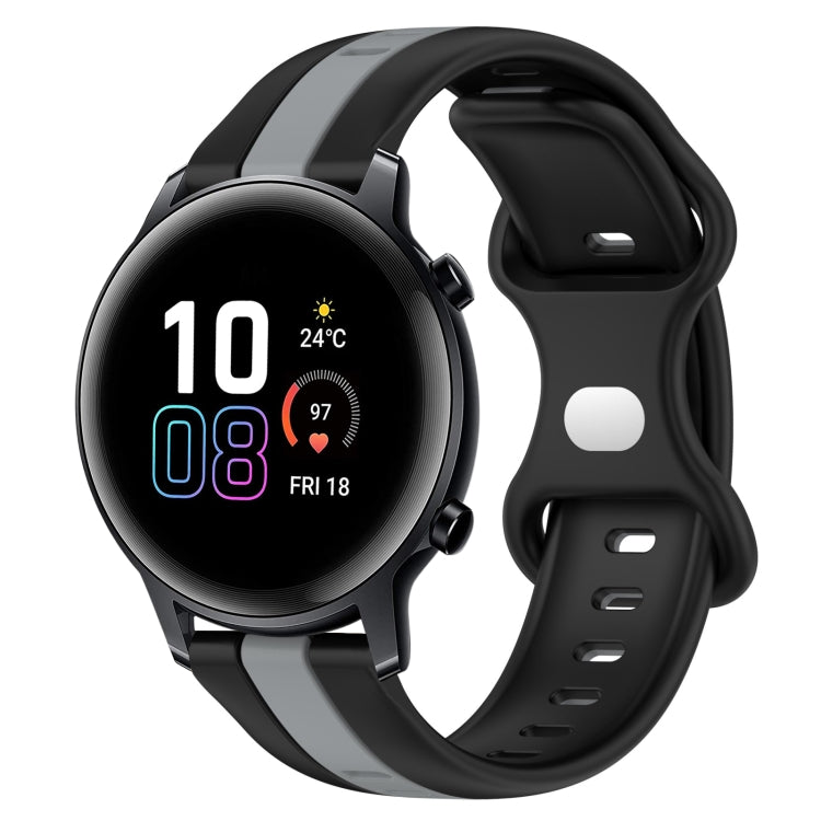 For Honor MagicWatch2 42mm 20mm Butterfly Buckle Two-Color Silicone Watch Band(Black+Grey) - free shipping - PMC TechLife - Order now!