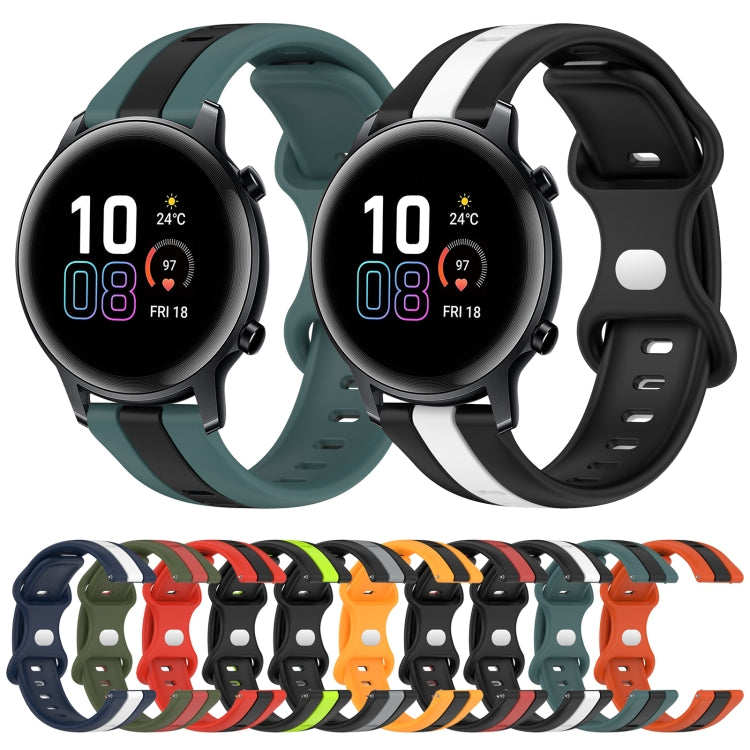 For Honor MagicWatch2 42mm 20mm Butterfly Buckle Two-Color Silicone Watch Band(Black+Grey) - free shipping - PMC TechLife - Order now!