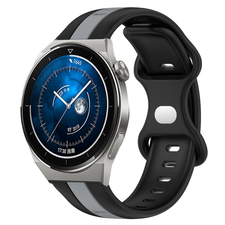 For Huawei Watch GT3 Pro 46mm 20mm Butterfly Buckle Two-Color Silicone Watch Band(Black+Grey) - free shipping - PMC TechLife - Order now!