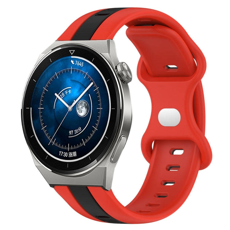 For Huawei Watch GT3 Pro 46mm 20mm Butterfly Buckle Two-Color Silicone Watch Band(Red+Black) - free shipping - PMC TechLife - Order now!