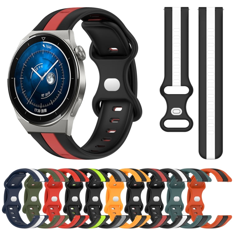 For Huawei Watch GT3 Pro 46mm 20mm Butterfly Buckle Two-Color Silicone Watch Band(Black+Grey) - free shipping - PMC TechLife - Order now!