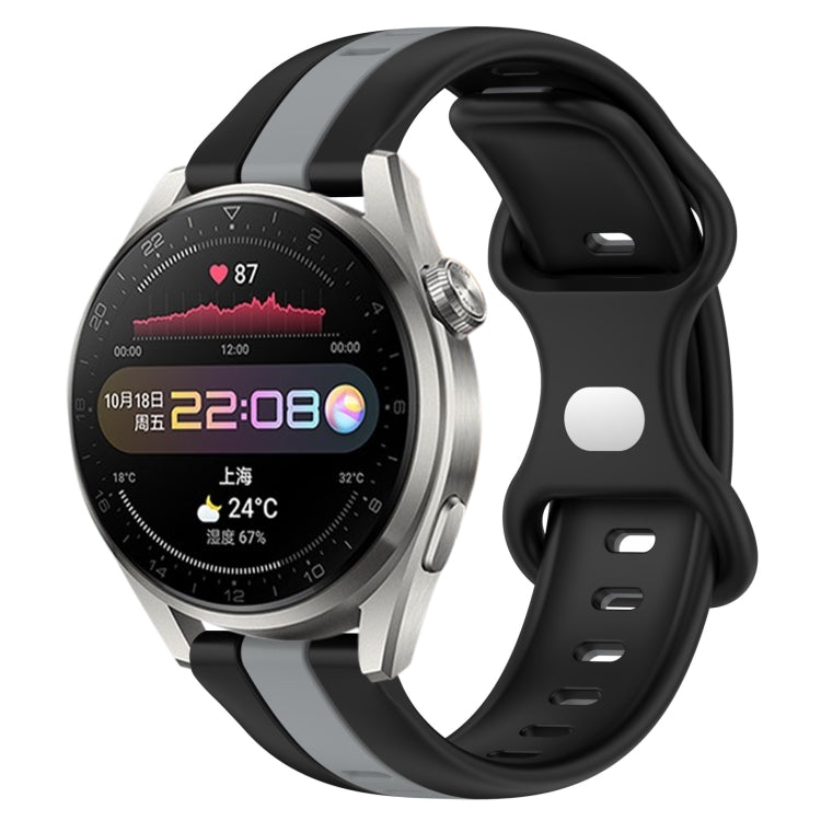 For Huawei Watch 3 Pro New 20mm Butterfly Buckle Two-Color Silicone Watch Band(Black+Grey) - free shipping - PMC TechLife - Order now!