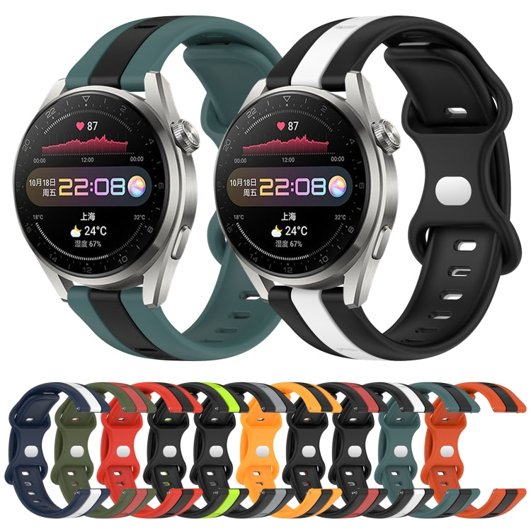 For Huawei Watch 3 Pro New 20mm Butterfly Buckle Two-Color Silicone Watch Band(Orange+Black) - free shipping - PMC TechLife - Order now!