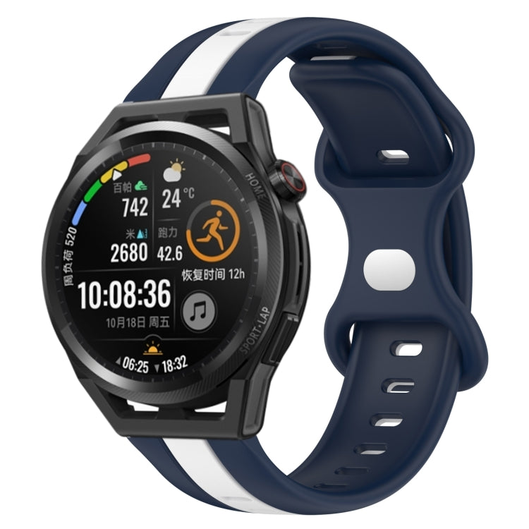 For Huawei Watch GT Runner 20mm Butterfly Buckle Two-Color Silicone Watch Band(White+Blue) - free shipping - PMC TechLife - Order now!