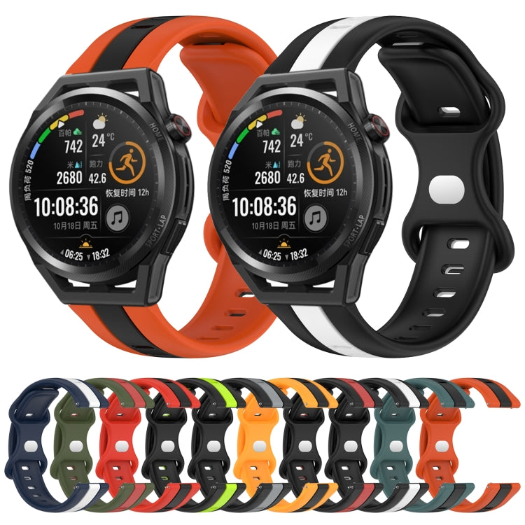 For Huawei Watch GT Runner 20mm Butterfly Buckle Two-Color Silicone Watch Band(White+Blue) - free shipping - PMC TechLife - Order now!