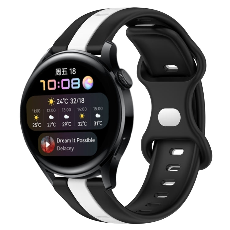 For Huawei Watch 3 20mm Butterfly Buckle Two-Color Silicone Watch Band(Black+White) - free shipping - PMC TechLife - Order now!