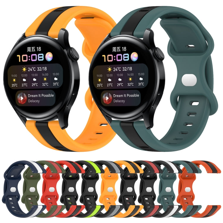 For Huawei Watch 3 20mm Butterfly Buckle Two-Color Silicone Watch Band(Black+White) - free shipping - PMC TechLife - Order now!