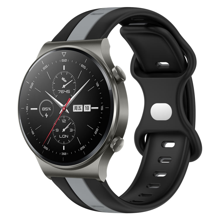 For Huawei GT2 Pro 20mm Butterfly Buckle Two-Color Silicone Watch Band(Black+Grey) - free shipping - PMC TechLife - Order now!