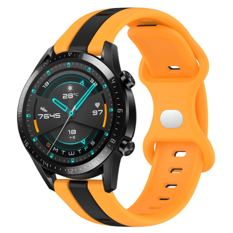 For Huawei GT2 46mm 20mm Butterfly Buckle Two-Color Silicone Watch Band(Black+Yellow) - free shipping - PMC TechLife - Order now!