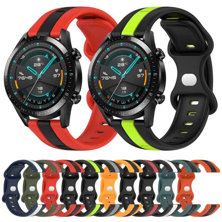 For Huawei GT2 46mm 20mm Butterfly Buckle Two-Color Silicone Watch Band(Green+Black) - free shipping - PMC TechLife - Order now!