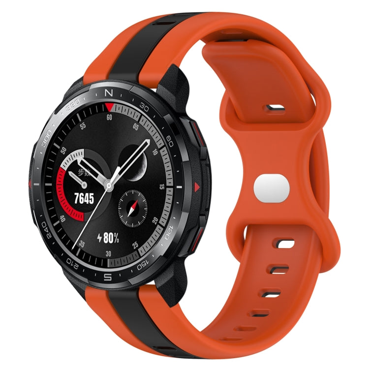 For Honor Watch GS Pro 20mm Butterfly Buckle Two-Color Silicone Watch Band(Orange+Black) - free shipping - PMC TechLife - Order now!