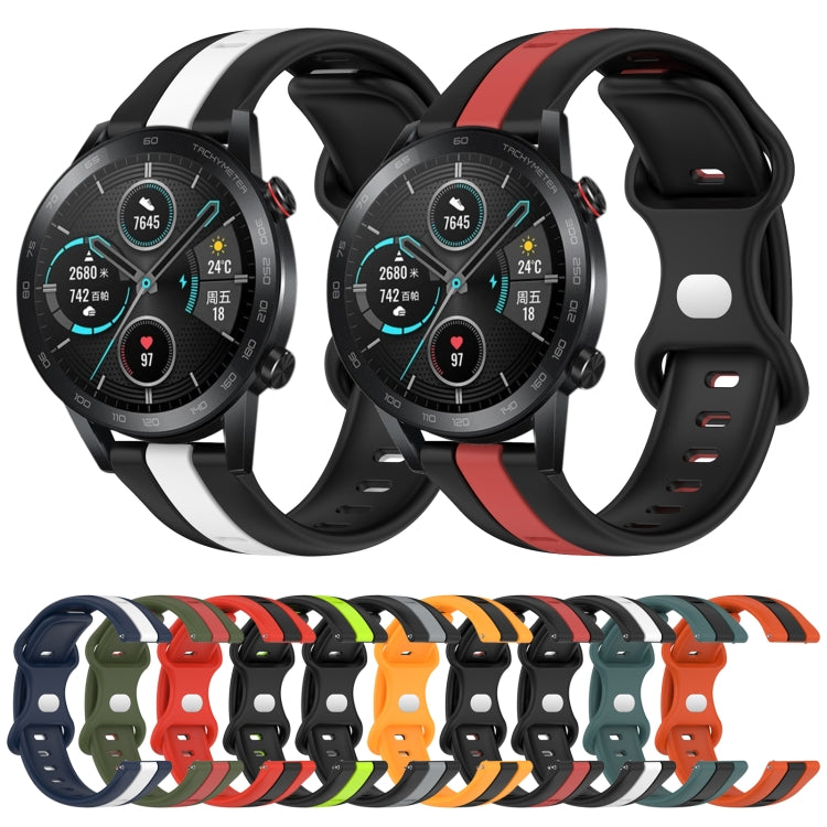 For Honor Magic Watch 2 46mm 20mm Butterfly Buckle Two-Color Silicone Watch Band(Black+Yellow) - free shipping - PMC TechLife - Order now!