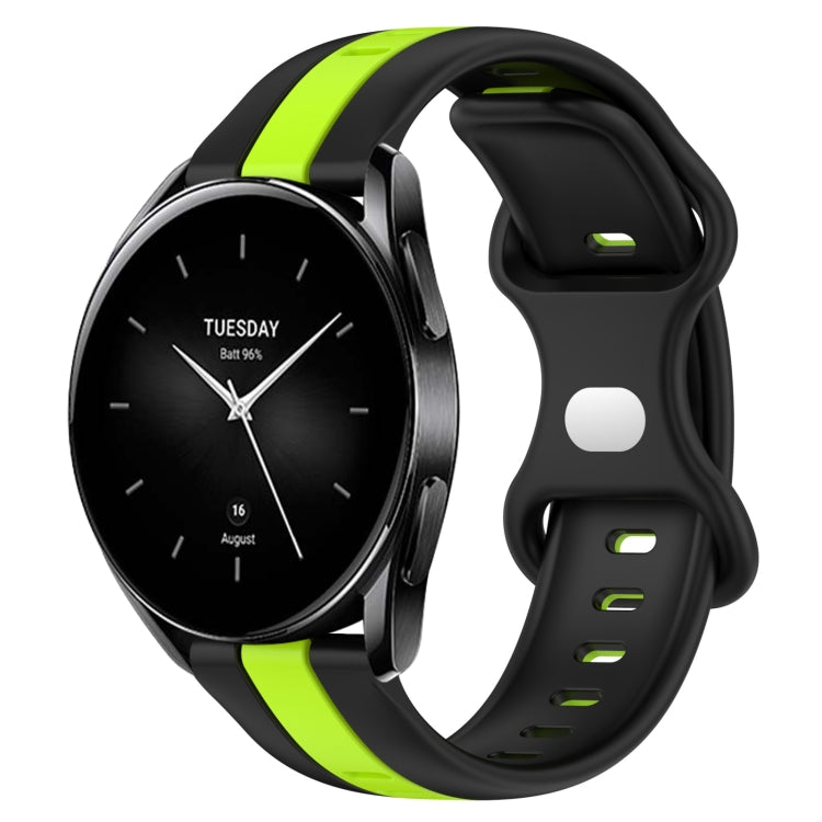 For Xiaomi Watch S2 42mm 22mm Butterfly Buckle Two-Color Silicone Watch Band(Black+Green) - free shipping - PMC TechLife - Order now!