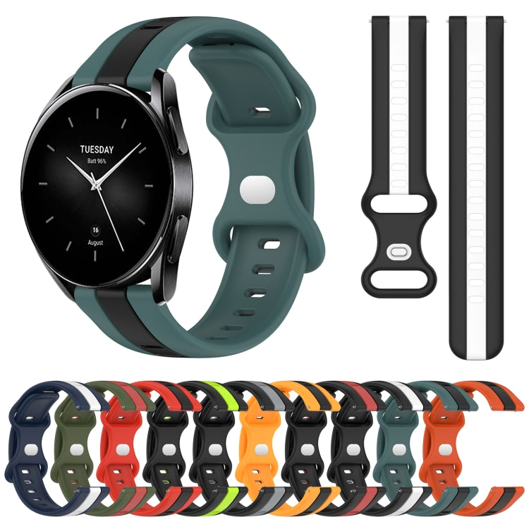 For Xiaomi Watch S2 42mm 22mm Butterfly Buckle Two-Color Silicone Watch Band(Black+Green) - free shipping - PMC TechLife - Order now!