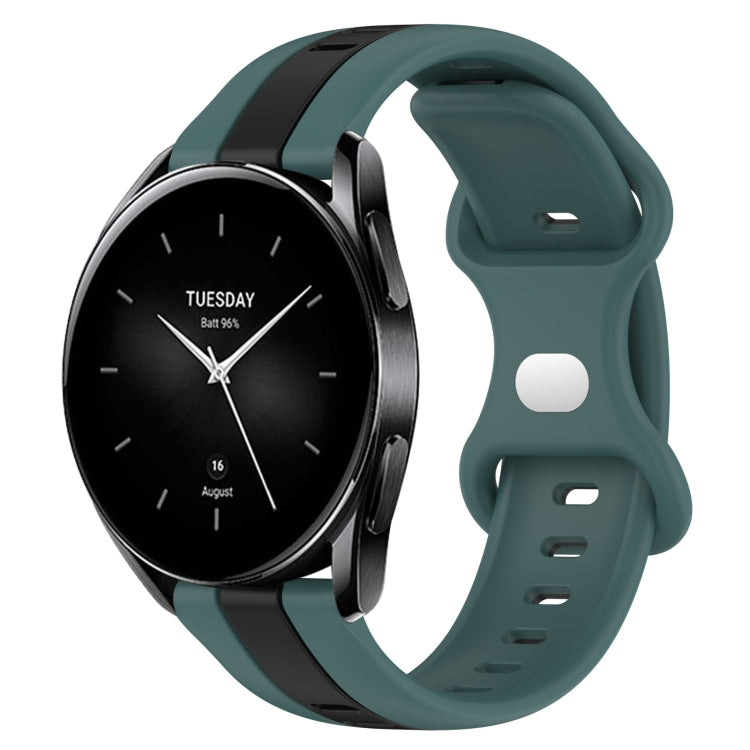 For Xiaomi Watch S2 46mm 22mm Butterfly Buckle Two-Color Silicone Watch Band(Green+Black) - free shipping - PMC TechLife - Order now!