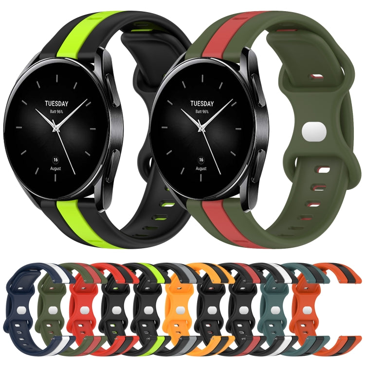 For Xiaomi Watch S2 46mm 22mm Butterfly Buckle Two-Color Silicone Watch Band(Green+Black) - free shipping - PMC TechLife - Order now!