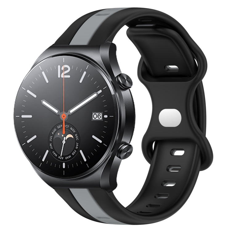For Xiaomi MI Watch S1 22mm Butterfly Buckle Two-Color Silicone Watch Band(Black+Grey) - free shipping - PMC TechLife - Order now!