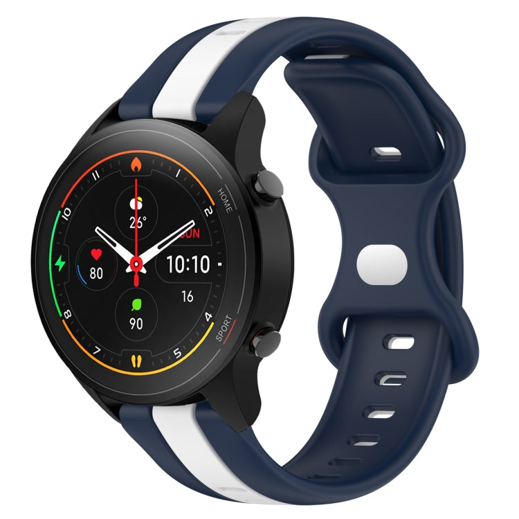 For Xiaomi MI Watch S1 Pro 22mm Butterfly Buckle Two-Color Silicone Watch Band(White+Blue) - free shipping - PMC TechLife - Order now!
