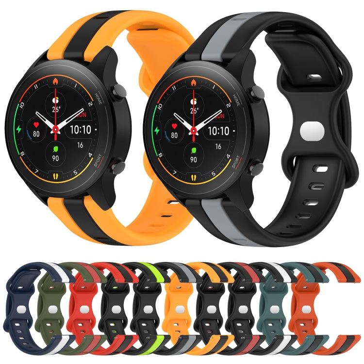 For Xiaomi MI Watch S1 Pro 22mm Butterfly Buckle Two-Color Silicone Watch Band(White+Blue) - free shipping - PMC TechLife - Order now!