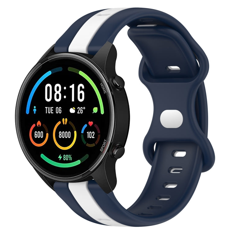 For Xiaomi MI Watch Sport 22mm Butterfly Buckle Two-Color Silicone Watch Band(White+Blue) - free shipping - PMC TechLife - Order now!