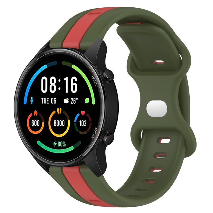For Xiaomi MI Watch Color 22mm Butterfly Buckle Two-Color Silicone Watch Band(Red+Army Green) - free shipping - PMC TechLife - Order now!