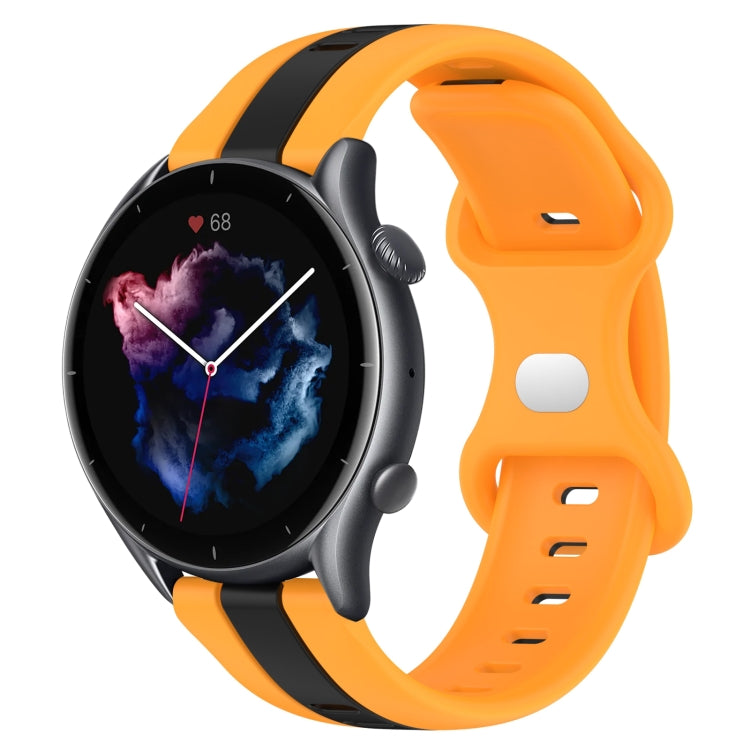 For Amazfit GTR 3 22mm Butterfly Buckle Two-Color Silicone Watch Band(Black+Yellow) - free shipping - PMC TechLife - Order now!