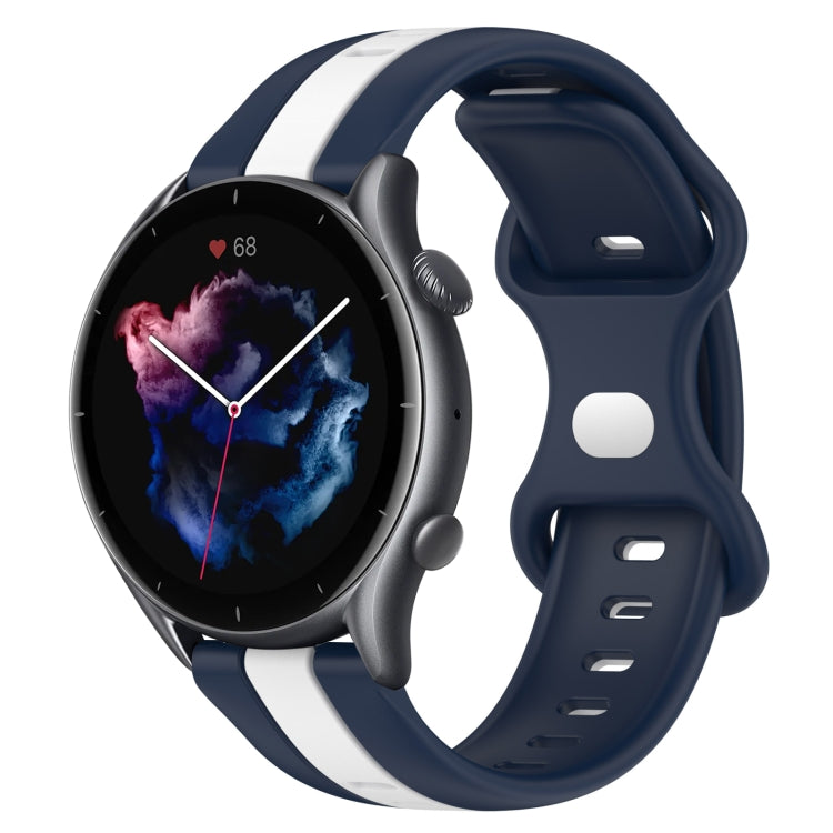 For Amazfit GTR 3 22mm Butterfly Buckle Two-Color Silicone Watch Band(White+Blue) - free shipping - PMC TechLife - Order now!