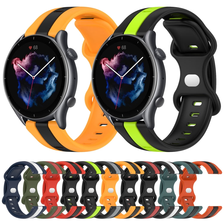 For Amazfit GTR 3 22mm Butterfly Buckle Two-Color Silicone Watch Band(White+Blue) - free shipping - PMC TechLife - Order now!