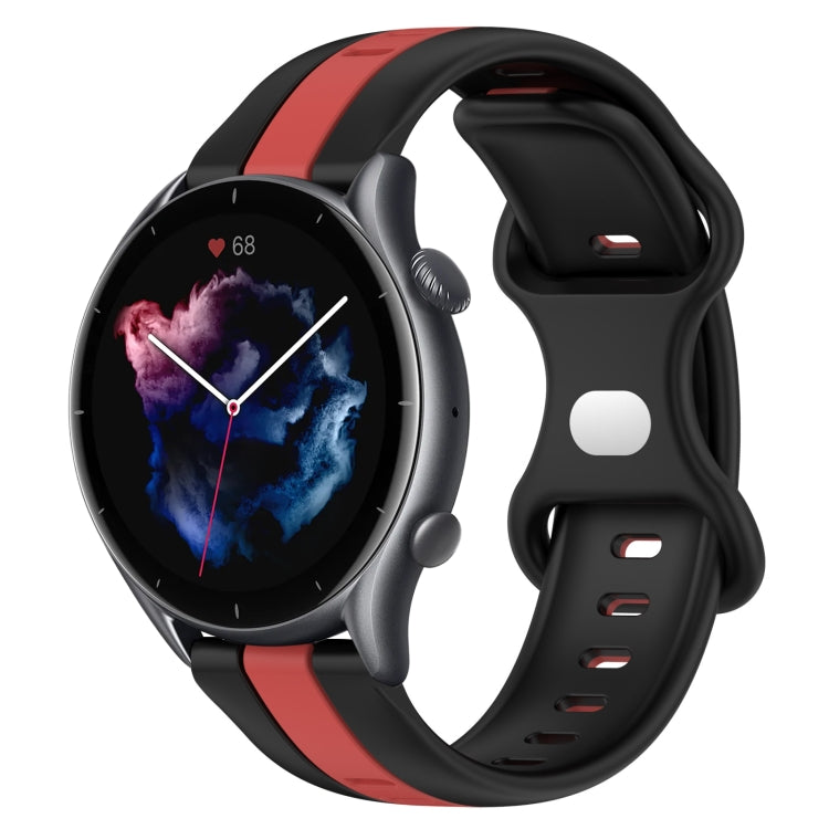 For Amazfit GTR 3 Pro 22mm Butterfly Buckle Two-Color Silicone Watch Band(Black+Red) - free shipping - PMC TechLife - Order now!
