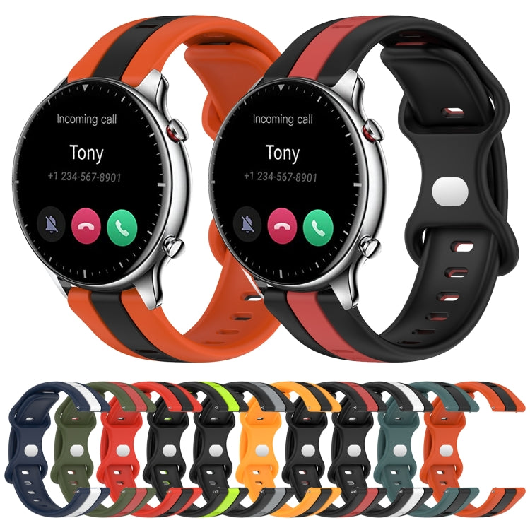 For Amazfit GTR 2 22mm Butterfly Buckle Two-Color Silicone Watch Band(Black+Grey) - free shipping - PMC TechLife - Order now!