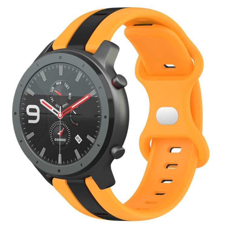 For Amazfit GTR 47mm 22mm Butterfly Buckle Two-Color Silicone Watch Band(Black+Yellow) - free shipping - PMC TechLife - Order now!