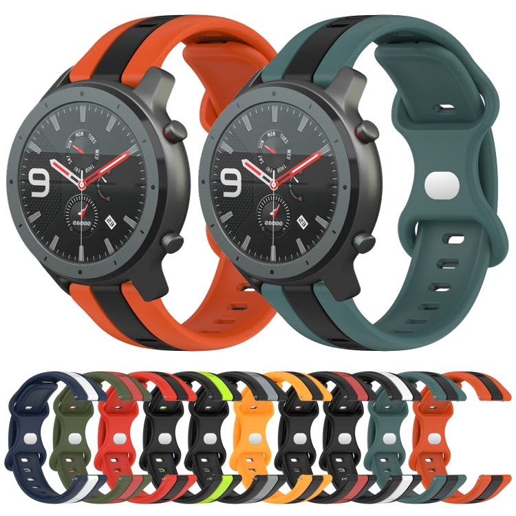 For Amazfit GTR 47mm 22mm Butterfly Buckle Two-Color Silicone Watch Band(Black+Yellow) - free shipping - PMC TechLife - Order now!