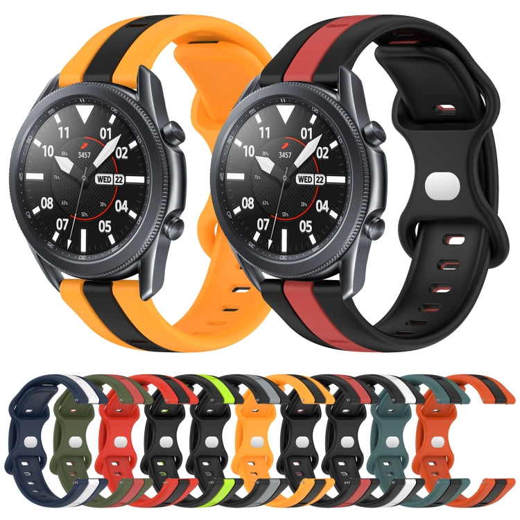 For Samsung Galaxy Watch3 45mm 22mm Butterfly Buckle Two-Color Silicone Watch Band(Red+Army Green) - free shipping - PMC TechLife - Order now!