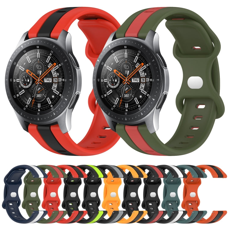 For Samsung Galaxy Watch 46mm 22mm Butterfly Buckle Two-Color Silicone Watch Band(Orange+Black) - free shipping - PMC TechLife - Order now!