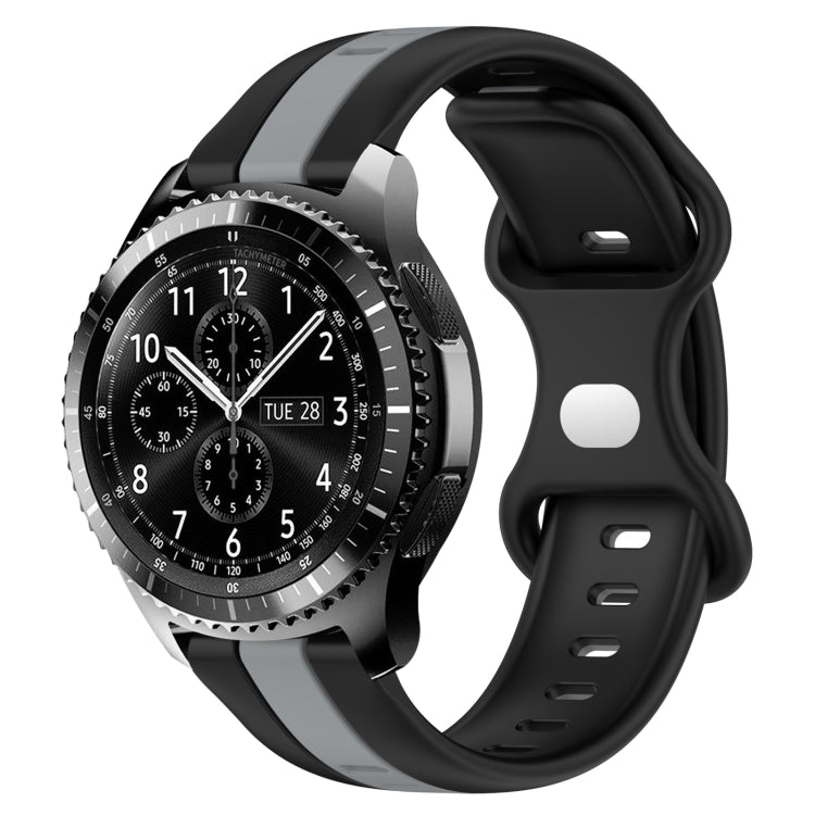 For Samsung Gear S3 Frontier 22mm Butterfly Buckle Two-Color Silicone Watch Band(Black+Grey) - free shipping - PMC TechLife - Order now!