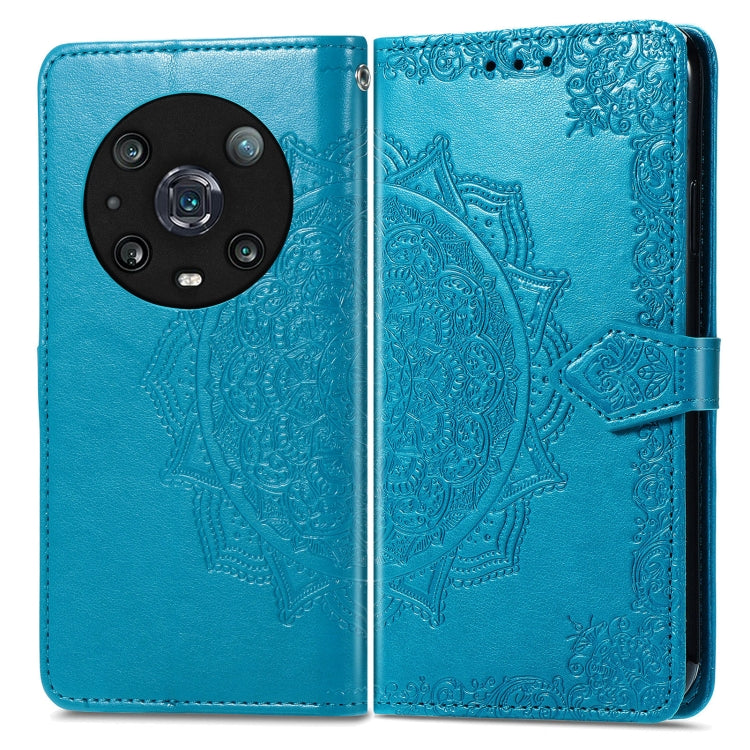 For Honor Magic 4 Pro Mandala Flower Embossed Leather Phone Case(Blue) - Honor Cases by PMC TechLife | Online Shopping South Africa | PMC TechLife | Buy Now Pay Later Mobicred