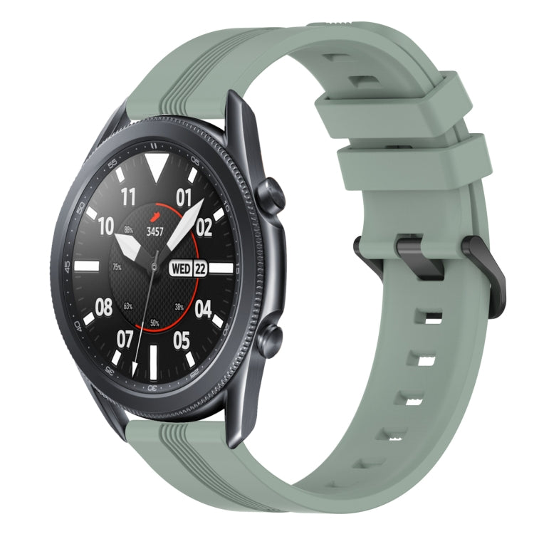 For Samsung Galaxy Watch3 45mm 22mm Concave Striped Slicone Watch Band(Grayish Green) - free shipping - PMC TechLife - Order now!