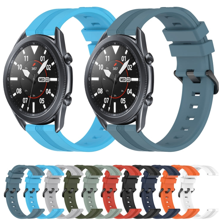 For Samsung Galaxy Watch3 45mm 22mm Concave Striped Slicone Watch Band(Grayish Green) - free shipping - PMC TechLife - Order now!