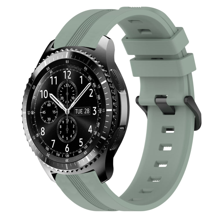For Samsung Gear S3 Frontier 22mm Concave Striped Slicone Watch Band(Grayish Green) - free shipping - PMC TechLife - Order now!