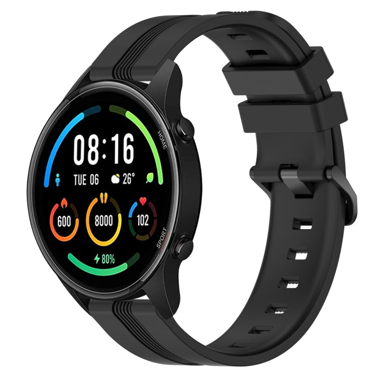 For Xiaomi MI Watch Color 22mm Concave Striped Slicone Watch Band(Black) - free shipping - PMC TechLife - Order now!