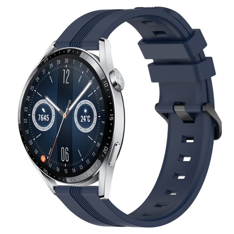 For Huawei Watch GT3 46mm 22mm Concave Striped Slicone Watch Band(Navy Blue) - free shipping - PMC TechLife - Order now!