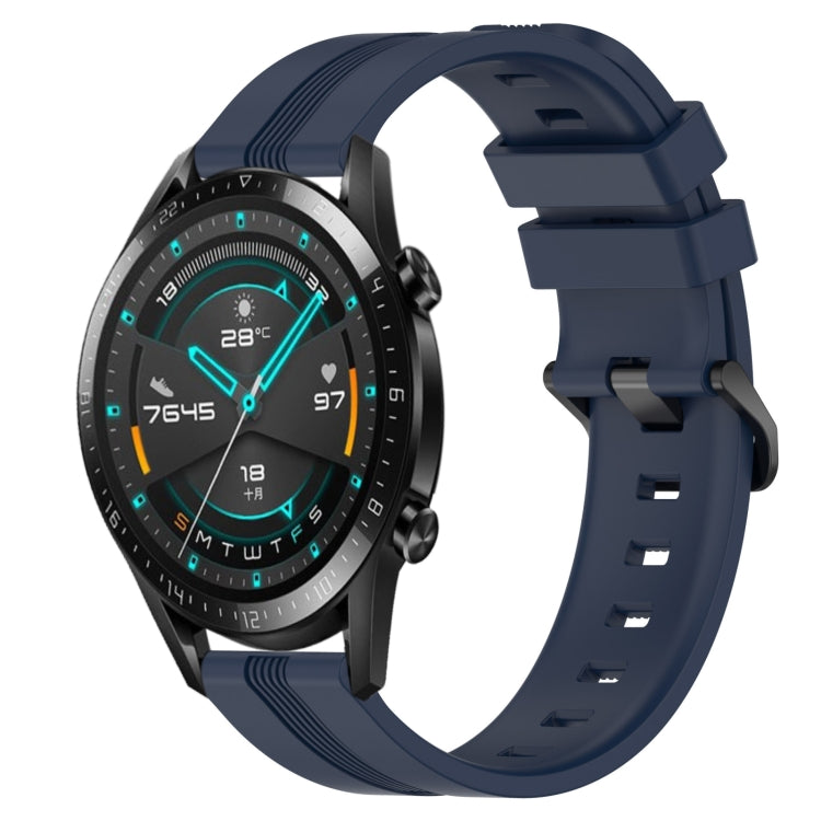 For Huawei Watch GT2 42mm 20mm Concave Striped Slicone Watch Band(Navy Blue) - free shipping - PMC TechLife - Order now!