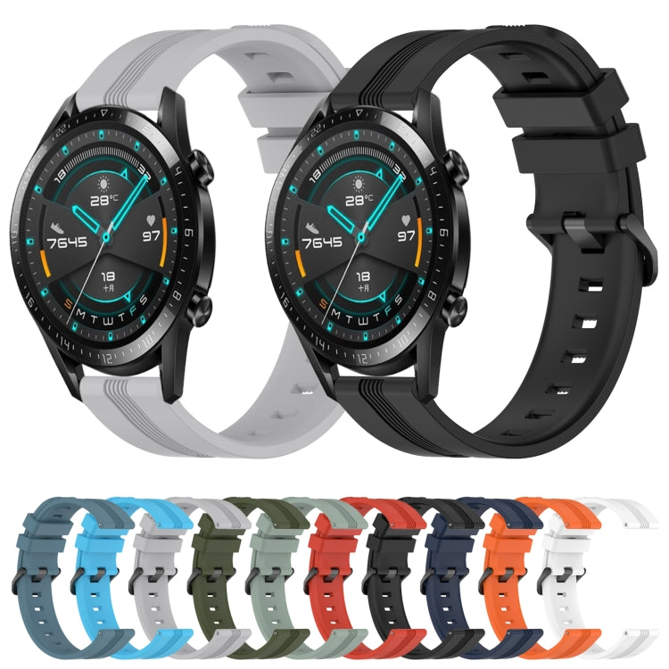 For Huawei Watch GT2 42mm 20mm Concave Striped Slicone Watch Band(Black) - free shipping - PMC TechLife - Order now!