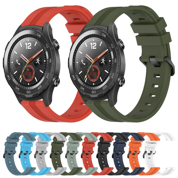 For Huawei Watch 2 20mm Concave Striped Slicone Watch Band(White) - free shipping - PMC TechLife - Order now!