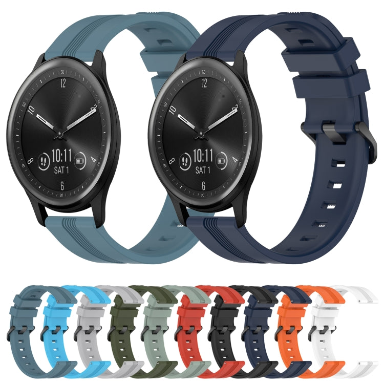 Compatible with Garmin Vivomove Sport 20mm Concave Striped Slicone Watch Band(Sky Blue) - free shipping - PMC TechLife - Order now!
