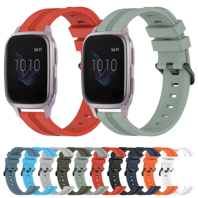 Compatible with Garmin Venu SQ 20mm Concave Striped Slicone Watch Band(Sky Blue) - free shipping - PMC TechLife - Order now!